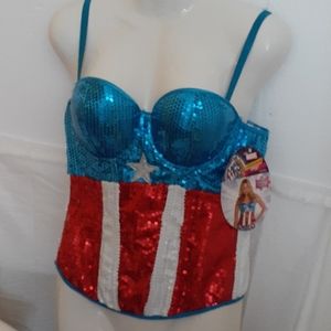Marvel Captain America Corset Bustier M/L Nwt